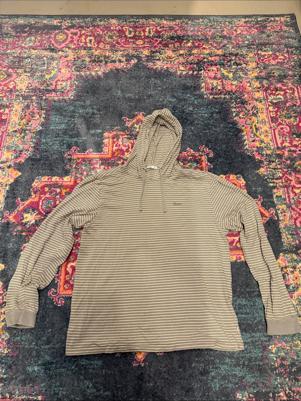 Katin Olive and White Striped Hooded Shirt
